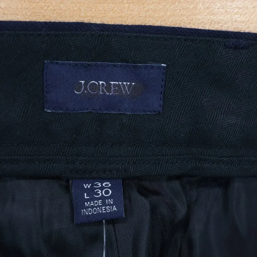 J.Crew Men's Classic Creased Wool Trouser Pant Navy Blue Size 36x30 NWT